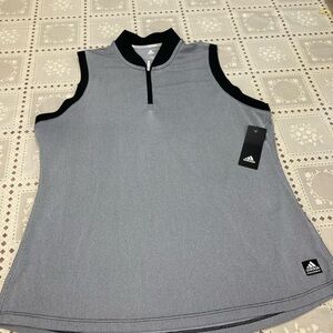 Adidas Women’s Grey Sleeveless Zip-Front Tank Top